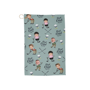 Custom Golf Towel With Kids Photo, Golf Lover Gift, Kids Golf Rag, Gift For Him, Dad gift, Custom Name Father Day Golf Gift, Best Dad by Par