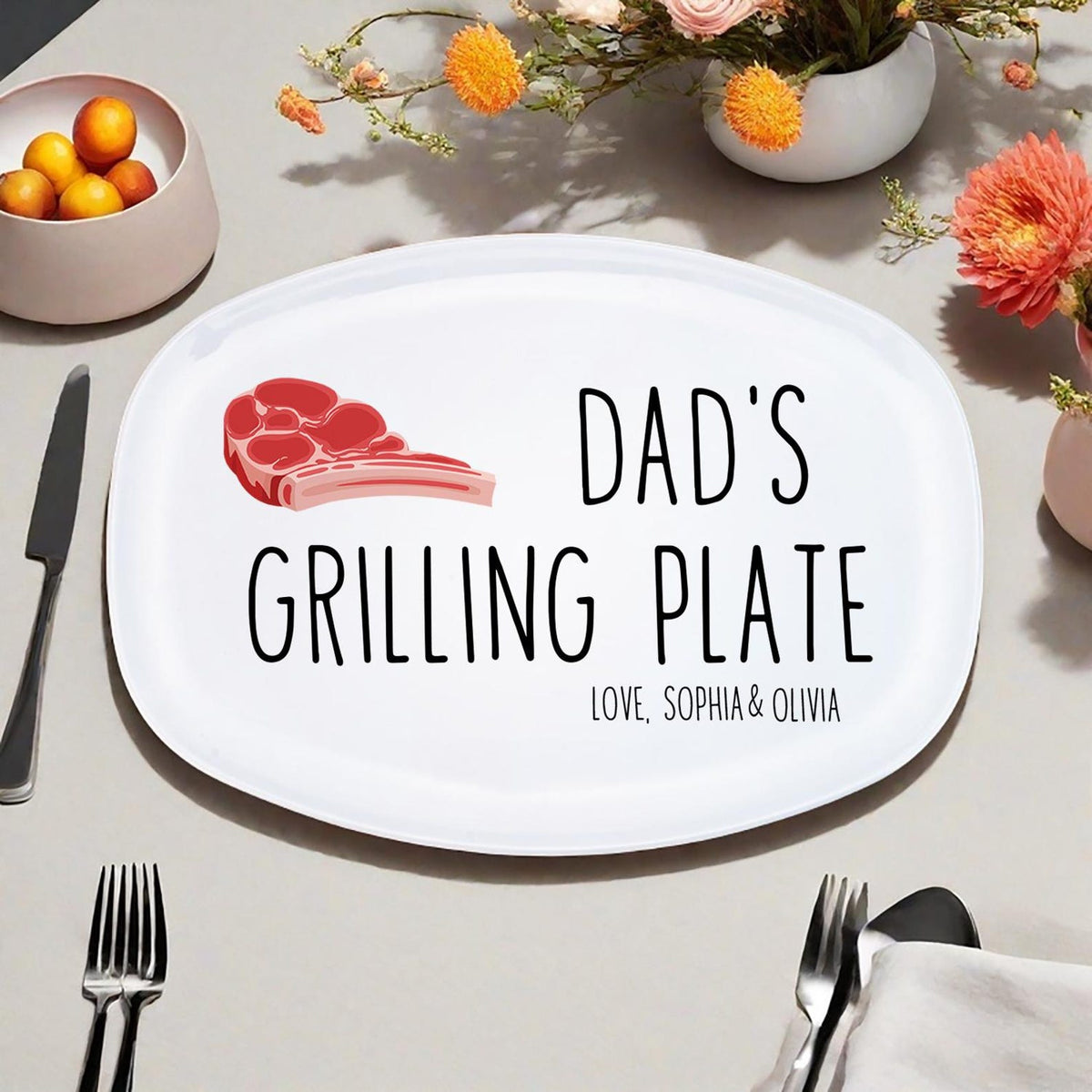 Personalized Grilling Platter, Custom Photo Dad BBQ Tray, Father's Day Gift