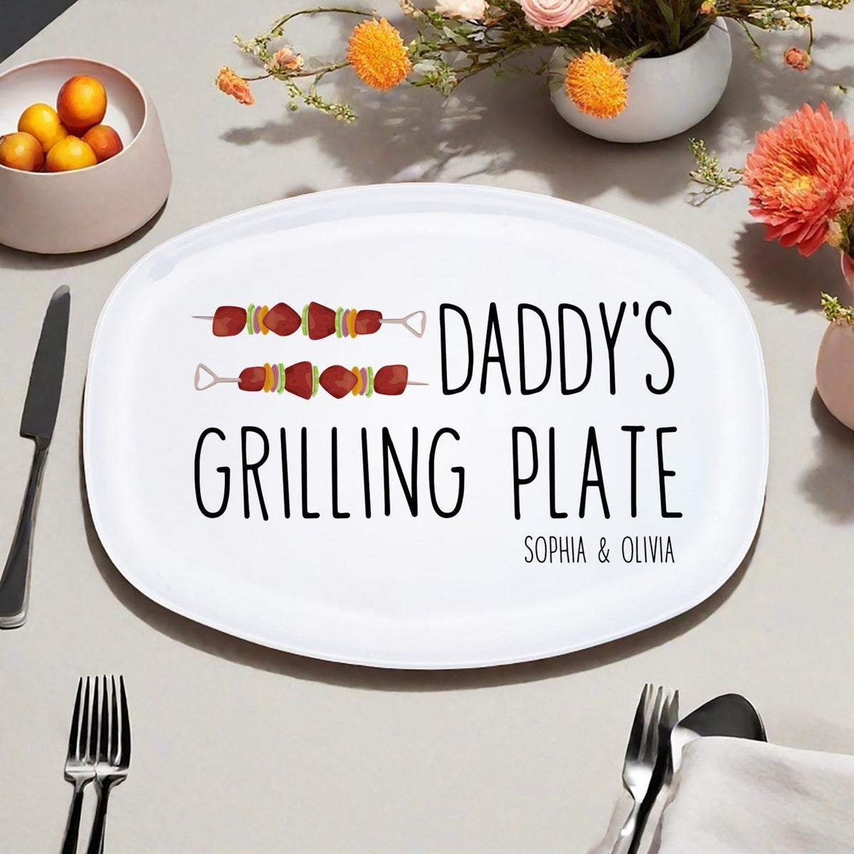 Personalized Grilling Platter, Custom Photo Dad BBQ Tray, Father's Day Gift