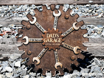 Custom Garage Sign For Fathers Day Gift For Dad, Grandkids Name Sign For Grandpa Gift, Family Gift for Grandpa, Personalized Workshop Sign