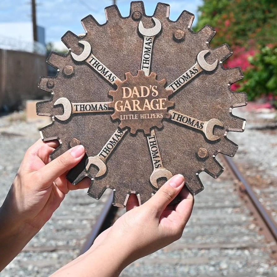 Custom Garage Sign For Fathers Day Gift For Dad, Grandkids Name Sign For Grandpa Gift, Family Gift for Grandpa, Personalized Workshop Sign