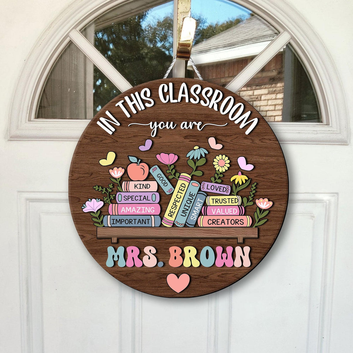 Custom 3D Teacher Name Door Hanger; Personalized Classroom Decor, School Welcome Sign, Appreciation Gift