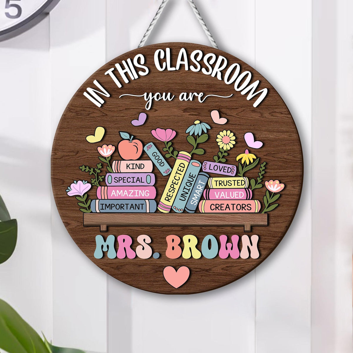 Custom 3D Teacher Name Door Hanger; Personalized Classroom Decor, School Welcome Sign, Appreciation Gift