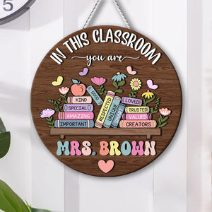Custom 3D Teacher Name Door Hanger; Personalized Classroom Decor, School Welcome Sign, Appreciation Gift