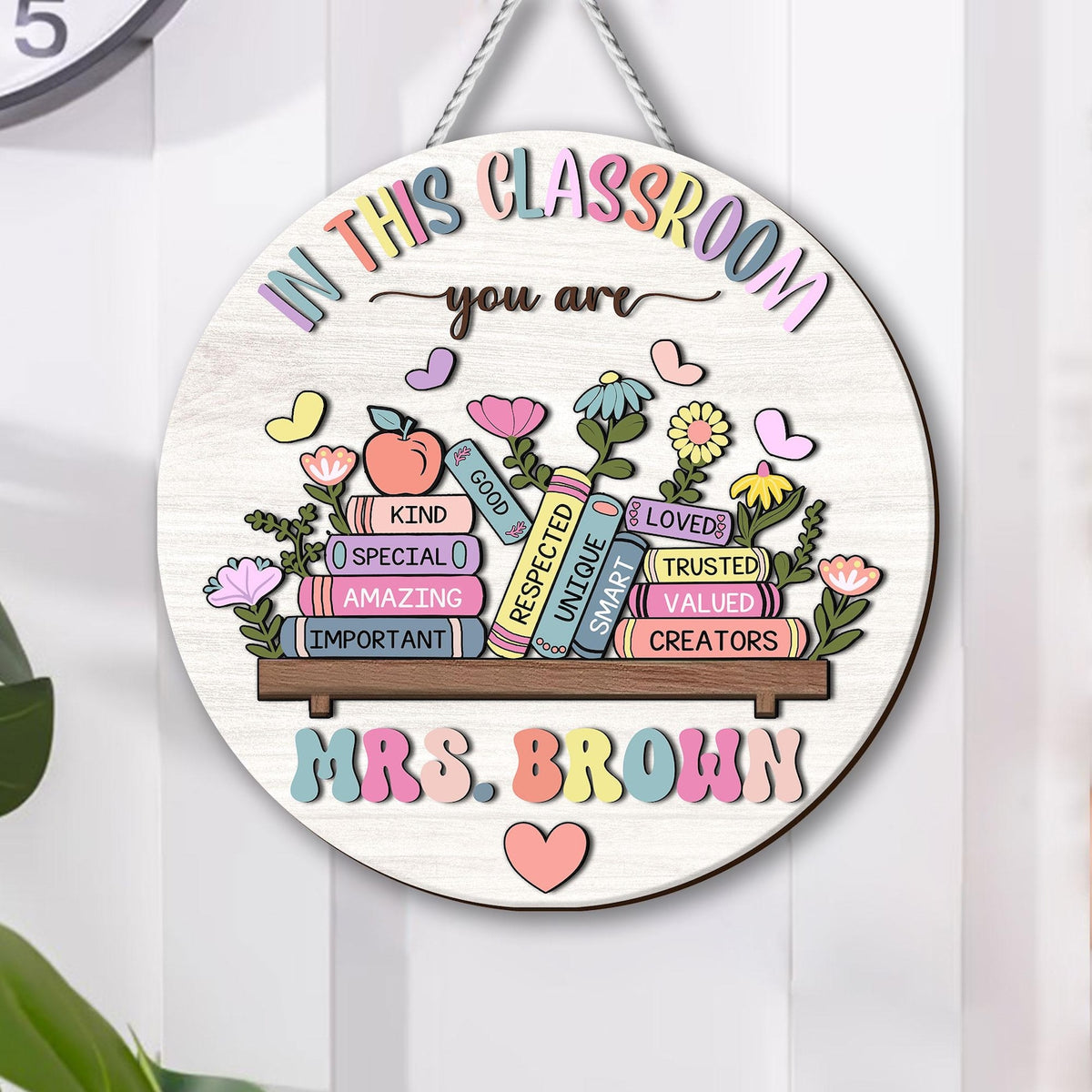 Custom 3D Teacher Name Door Hanger; Personalized Classroom Decor, School Welcome Sign, Appreciation Gift