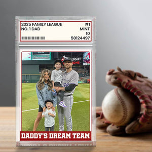 Trading Card Style Personalized Photo Acrylic Block Plaque, Father's Day Gift for Baseball Dad, Husband Gifts, 1 Dad Sports, Dad Gifts