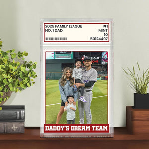 Trading Card Style Personalized Photo Acrylic Block Plaque, Father's Day Gift for Baseball Dad, Husband Gifts, 1 Dad Sports, Dad Gifts