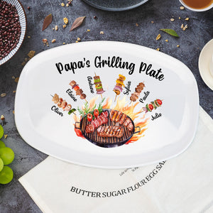 Personalized Daddy's Grilling Plate with Kids Names, Father s Day Gifts, Custom BBQ Grilling, Grill Plate Gift From Kids, Gifts for Grandpa