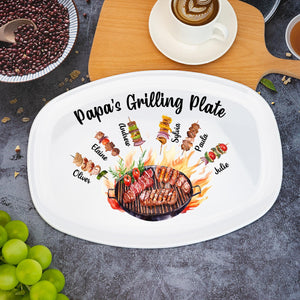 Personalized Daddy's Grilling Plate with Kids Names, Father s Day Gifts, Custom BBQ Grilling, Grill Plate Gift From Kids, Gifts for Grandpa