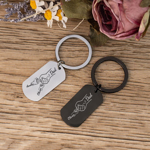 Personalised Fist Bump Keyring, Unique Fathers Day Gifts, Engraved Daddy Birthday Gift, Customised Daddy Keyring, Perfect Dad Gifts
