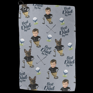Custom Golf Towel With Kids Photo, Golf Lover Gift, Kids Golf Rag, Gift For Him, Dad gift, Custom Name Father Day Golf Gift, Best Dad by Par