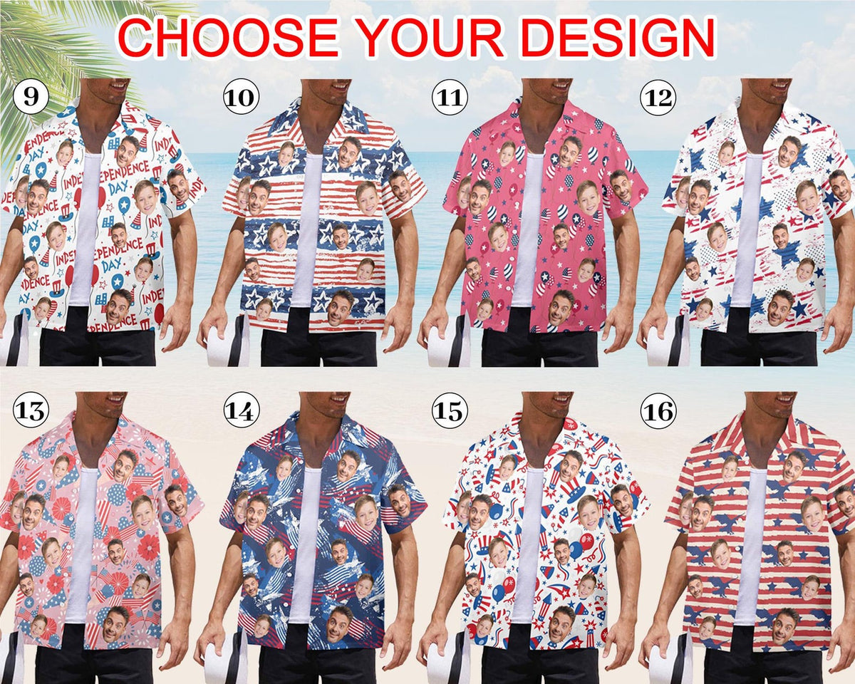 Personalized American Flag Hawaiian face Shirt: USA 250th Anniversar Gift,4th of July Shirt