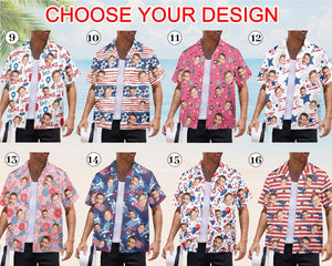 Personalized American Flag Hawaiian face Shirt: USA 250th Anniversar Gift,4th of July Shirt