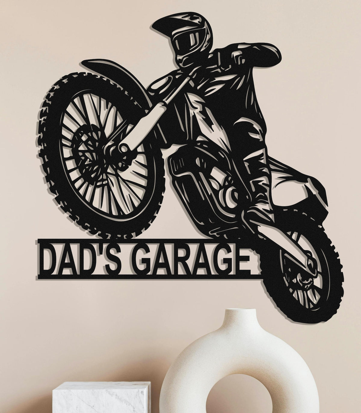 Custom Dirt Bike Metal Sign, Personalized Motocross Biker Name Sign, Motorcycle Biker Gifts for Dad Husband, LED Dirt Bike Wall Art,Man Cave