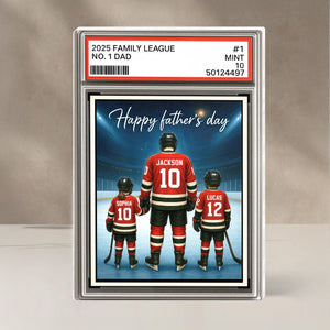 Hockey No. 1 Dad Grandpa Man & Kids Trading Card Style Personalized Acrylic Block Plaque, Ice Hockey, Father Day Gift for Dad Grandpa
