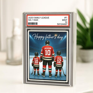 Hockey No. 1 Dad Grandpa Man & Kids Trading Card Style Personalized Acrylic Block Plaque, Ice Hockey, Father Day Gift for Dad Grandpa