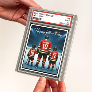 Hockey No. 1 Dad Grandpa Man & Kids Trading Card Style Personalized Acrylic Block Plaque, Ice Hockey, Father Day Gift for Dad Grandpa