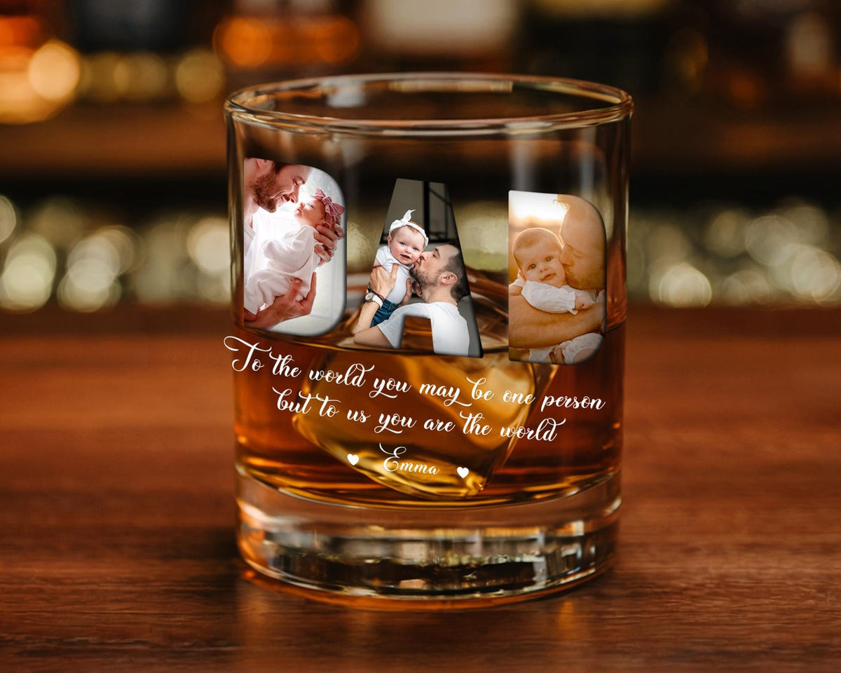 Personalized Fathers Day Gift, Custom Photo DAD Whiskey Glass for Dad, Custom Dad Whiskey Glass with Photo, Dad Gift from Kids or Wife