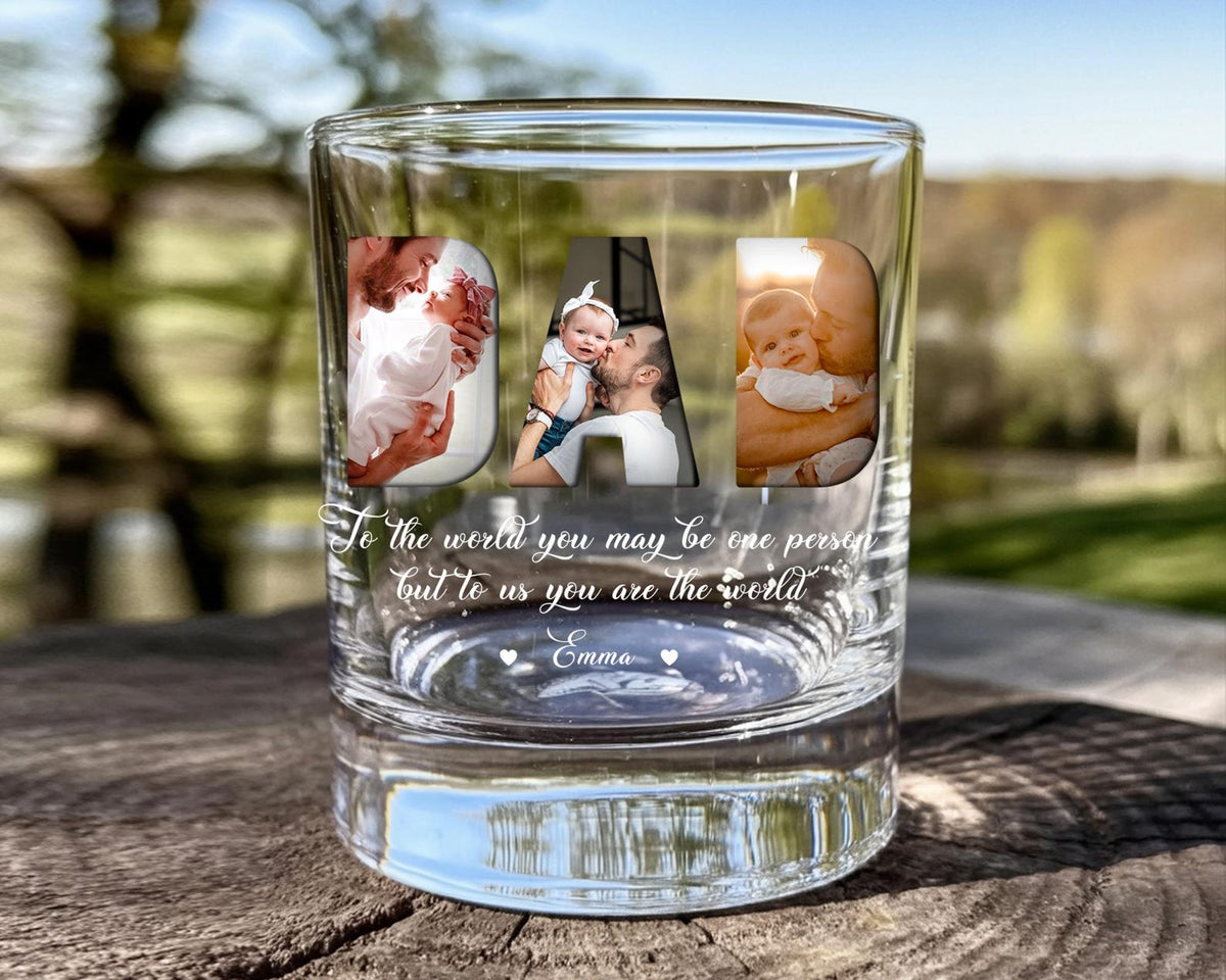 Personalized Fathers Day Gift, Custom Photo DAD Whiskey Glass for Dad, Custom Dad Whiskey Glass with Photo, Dad Gift from Kids or Wife