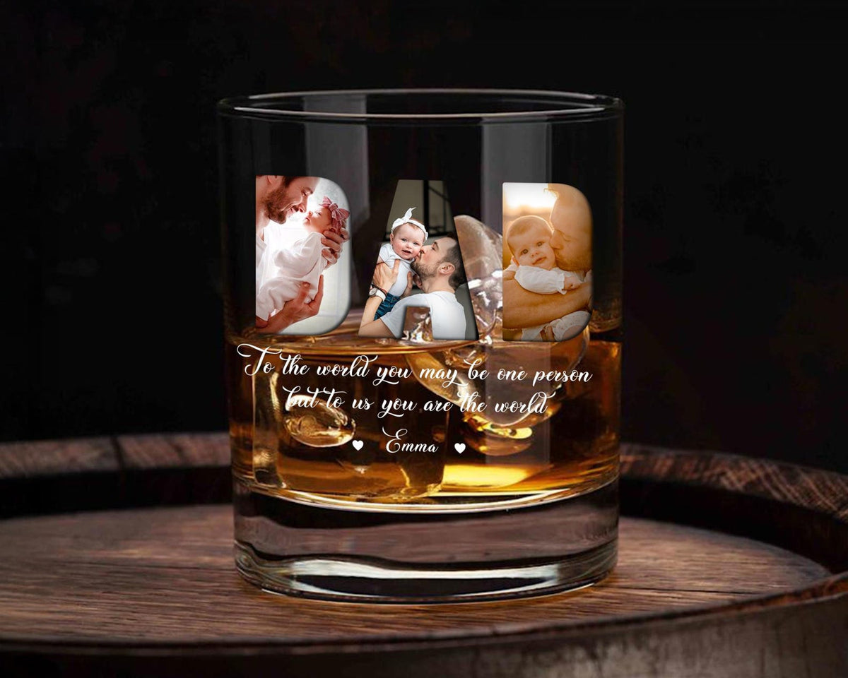 Personalized Fathers Day Gift, Custom Photo DAD Whiskey Glass for Dad, Custom Dad Whiskey Glass with Photo, Dad Gift from Kids or Wife