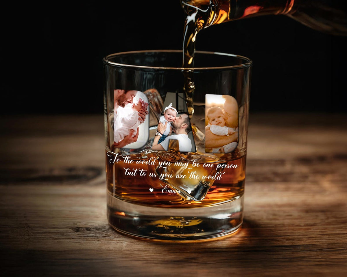 Personalized Fathers Day Gift, Custom Photo DAD Whiskey Glass for Dad, Custom Dad Whiskey Glass with Photo, Dad Gift from Kids or Wife
