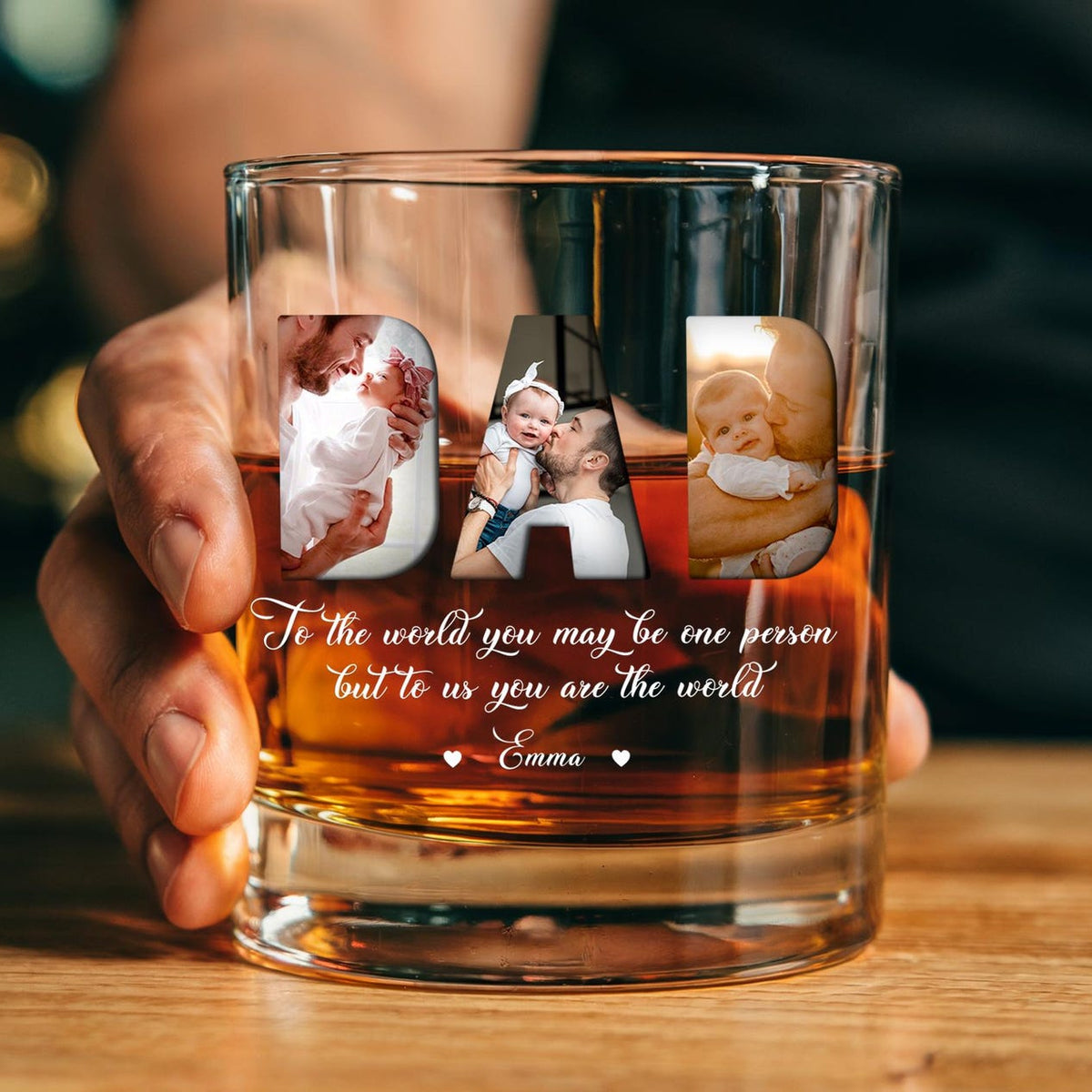 Personalized Fathers Day Gift, Custom Photo DAD Whiskey Glass for Dad, Custom Dad Whiskey Glass with Photo, Dad Gift from Kids or Wife