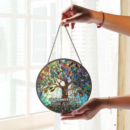 Personalized Tree of Life 50th Anniversary Gifts, Tree of Life Glass Suncatcher, Golden Anniversary Suncatcher, Anniversary Gift For Parents il_1588xN.6940716843_enjl.jpg
