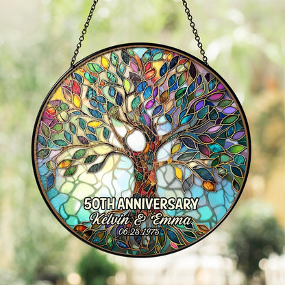 Personalized Tree of Life 50th Anniversary Gifts, Tree of Life Glass Suncatcher, Golden Anniversary Suncatcher, Anniversary Gift For Parents il_1588xN.6940716853_79ig.jpg