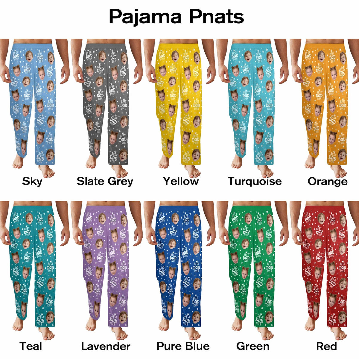 Custom Face Pajama Pants, Photo Gift for Dad Mom Father's Day Gifts, Personalized photo Pajama Trousers