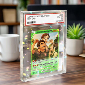 Personalized Father s Day Gift, Anime Trading Card Style Photo Acrylic Plaque, Gamer Dad Gift from Kid, Custom New Dad or Husband Gift
