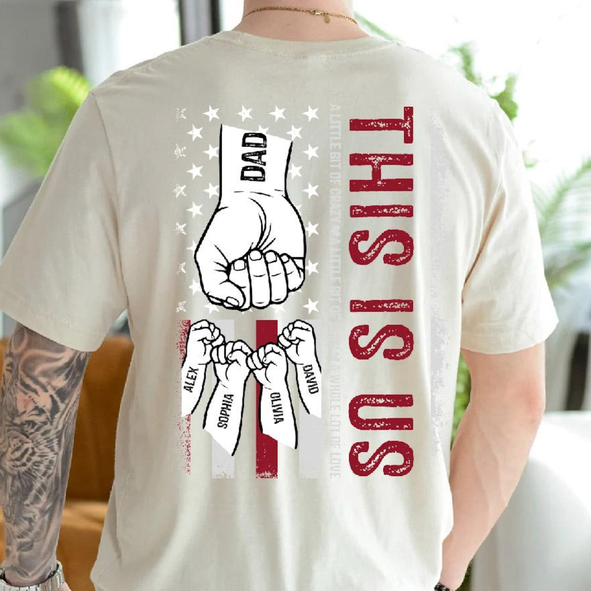 This is Us Dad Shirt with Kids Names, Custom Dad T-shirt, Personalized Fathers Day Gift for Dad, Grandpa Shirt, Custom First Bump Dad Tee