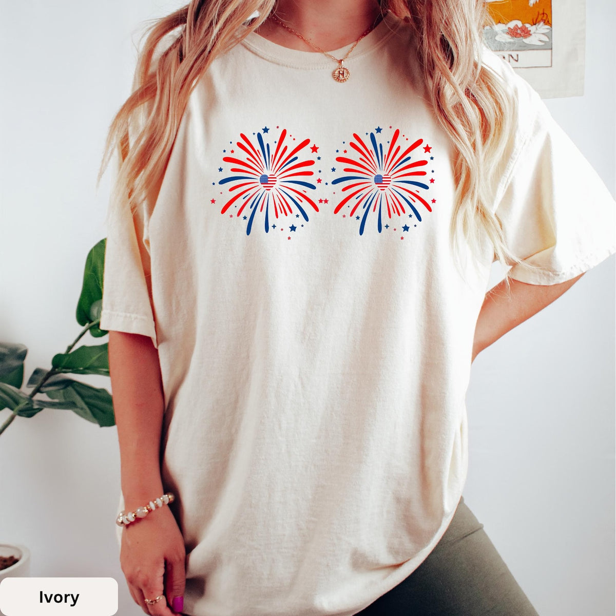 Comfort Colors Funny Matching 4th of July Couples Shirt Just Here for the Fireworks USA Flag Adult Humor Gift for Sarcastic Patriotic Couple