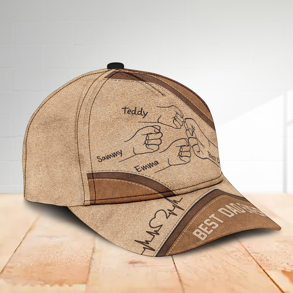 Personalized Best Dad Ever Fist Bump Classic Cap, Father's Day Gift For Dad, Cap For Grandpa, Hat For Husband, Dad And Kid Name Cap