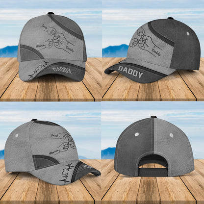 Personalized Best Dad Ever Fist Bump Classic Cap, Father's Day Gift For Dad, Cap For Grandpa, Hat For Husband, Dad And Kid Name Cap