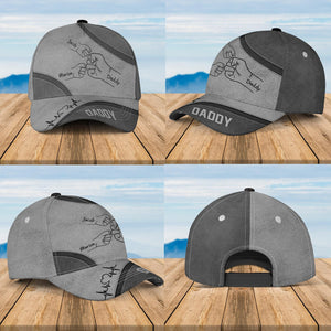 Personalized Best Dad Ever Fist Bump Classic Cap, Father's Day Gift For Dad, Cap For Grandpa, Hat For Husband, Dad And Kid Name Cap
