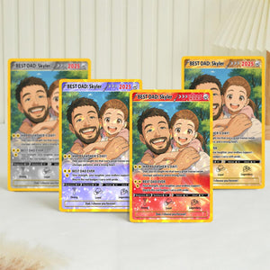 Father's Day Gift For Dad, Custom Poke Anime Dad Card, Personalized Photo Anime Card, Gamer Dad Gifts From Kids, Gift For Husband, Art Card