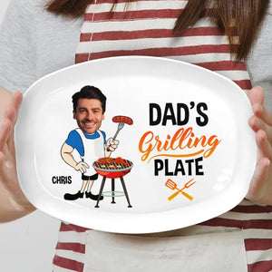 Personalized Photo Grilling Platter Funny BBQ Gift for Dad, Grandpa