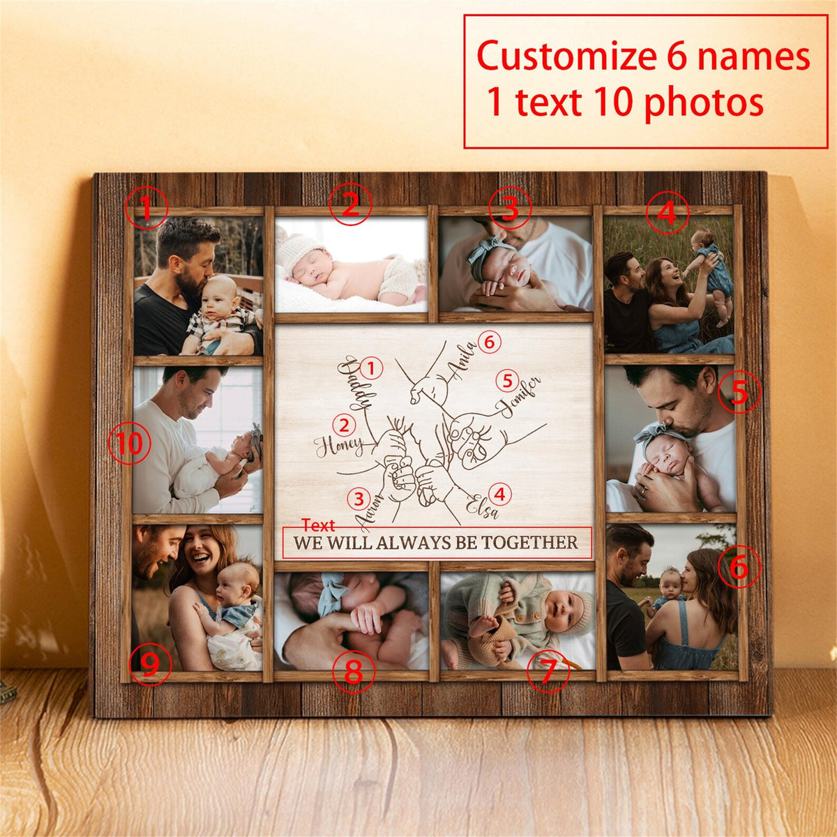 Personalized Wooden Photo frames: Father's Day Keepsake with Names,Kids & Dad,Birthday,Home Decor Keepsake Gift,Christmas gifts