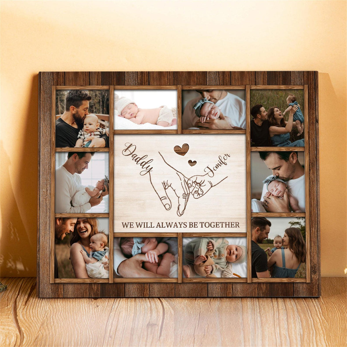 Personalized Wooden Photo frames: Father's Day Keepsake with Names,Kids & Dad,Birthday,Home Decor Keepsake Gift,Christmas gifts