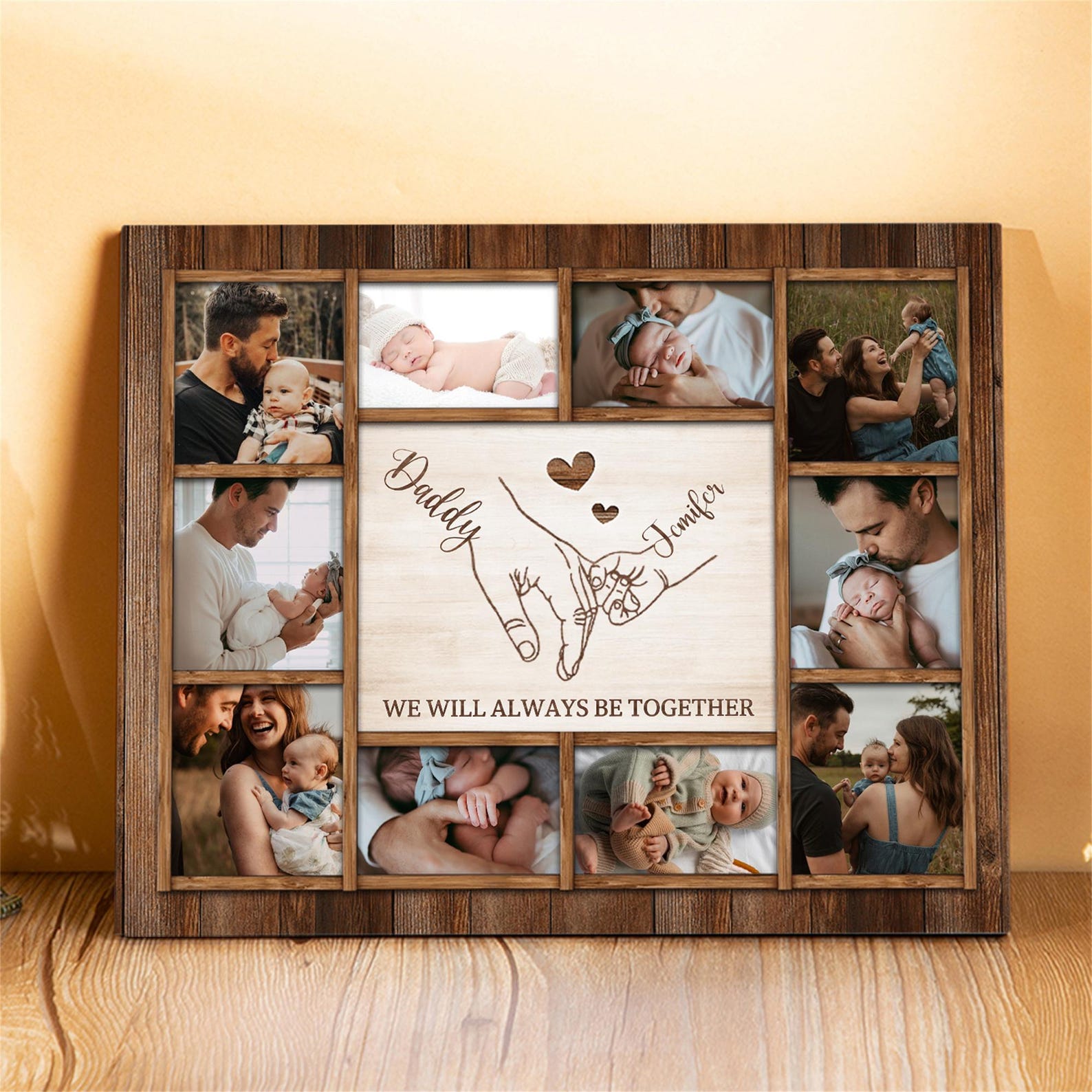 Personalized Wooden Photo frames: Father's Day Keepsake with Names,Kids & Dad,Birthday,Home Decor Keepsake Gift,Christmas gifts