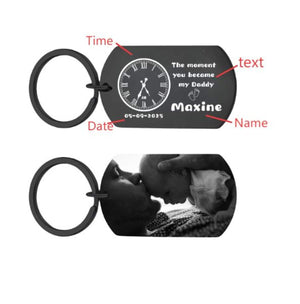 The Moment You Became My Daddy,Photo Keyring With Footprints,New Born Baby Photo Gift,Gift for New Daddy Mommy,1st Father's Day Gift