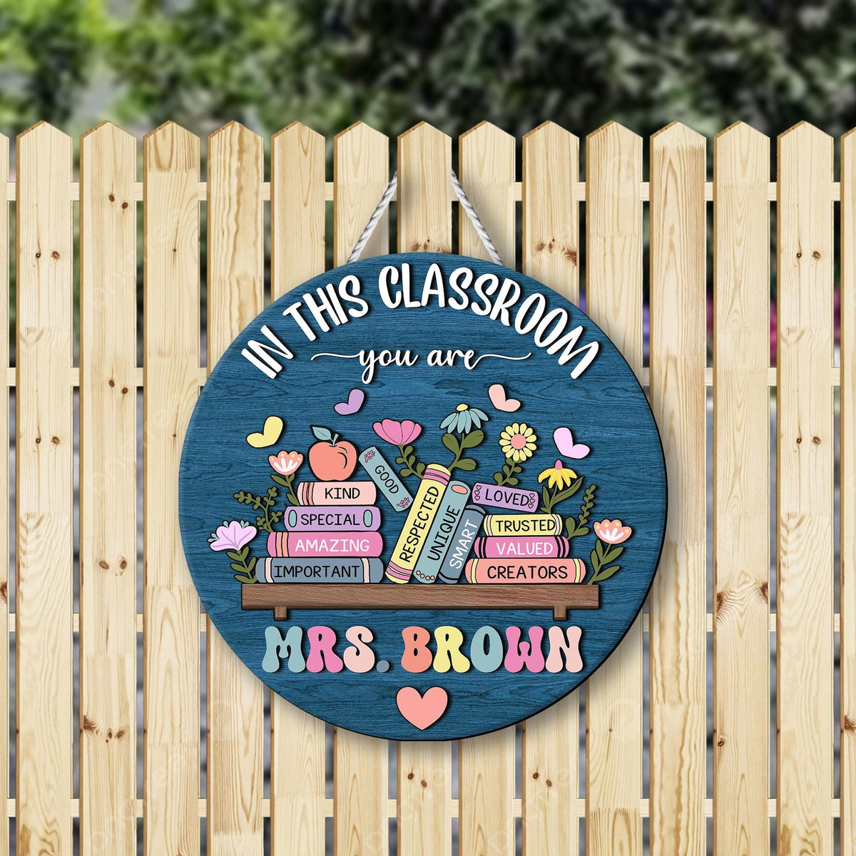 Custom 3D Teacher Name Door Hanger; Personalized Classroom Decor, School Welcome Sign, Appreciation Gift