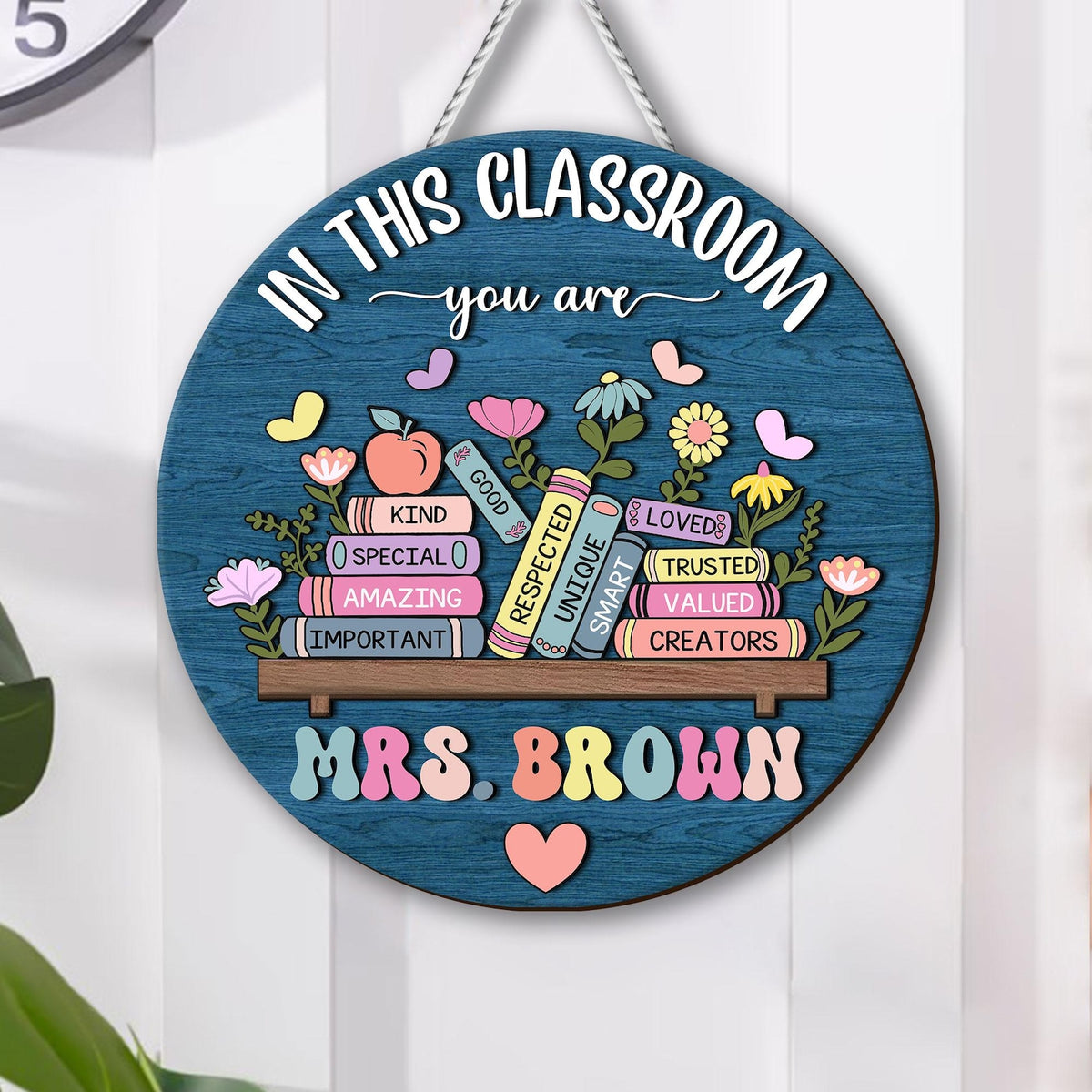Custom 3D Teacher Name Door Hanger; Personalized Classroom Decor, School Welcome Sign, Appreciation Gift