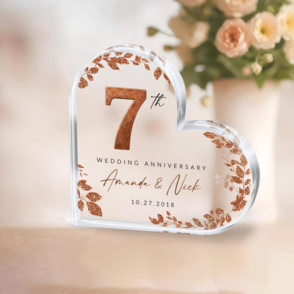 Personalized 7th Anniversary Gift, Copper Anniversary Gift, 7th Anniversary Acrylic Plaque, 7th Wedding Anniversary Keepsake, Couples Gift