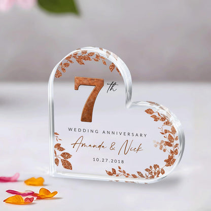 Personalized 7th Anniversary Gift, Copper Anniversary Gift, 7th Anniversary Acrylic Plaque, 7th Wedding Anniversary Keepsake, Couples Gift