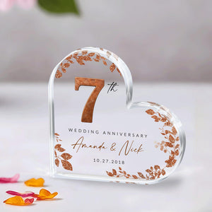 Personalized 7th Anniversary Gift, Copper Anniversary Gift, 7th Anniversary Acrylic Plaque, 7th Wedding Anniversary Keepsake, Couples Gift