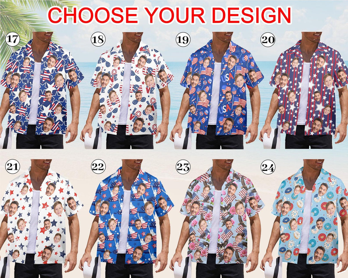 Personalized American Flag Hawaiian face Shirt: USA 250th Anniversar Gift,4th of July Shirt