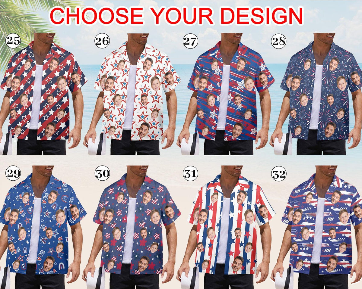 Personalized American Flag Hawaiian face Shirt: USA 250th Anniversar Gift,4th of July Shirt
