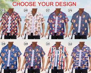 Personalized American Flag Hawaiian face Shirt: USA 250th Anniversar Gift,4th of July Shirt