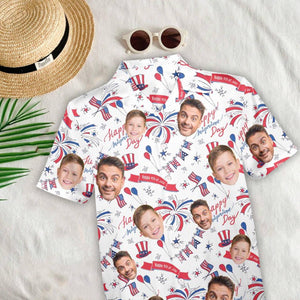 Personalized American Flag Hawaiian face Shirt: USA 250th Anniversar Gift,4th of July Shirt